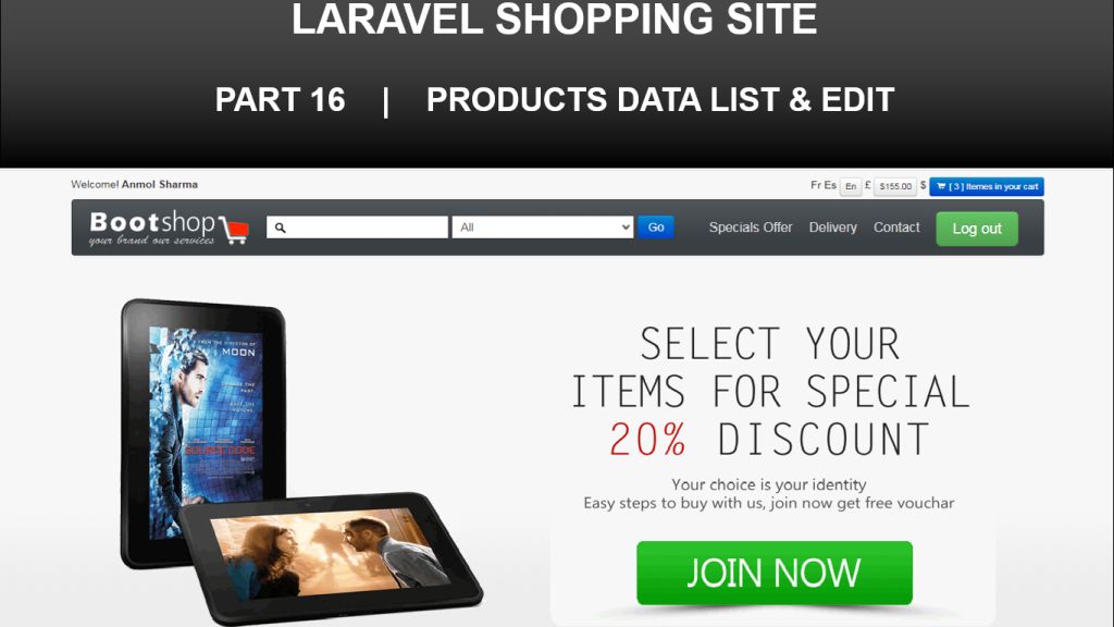 laravel ecommerce product data list and edit
